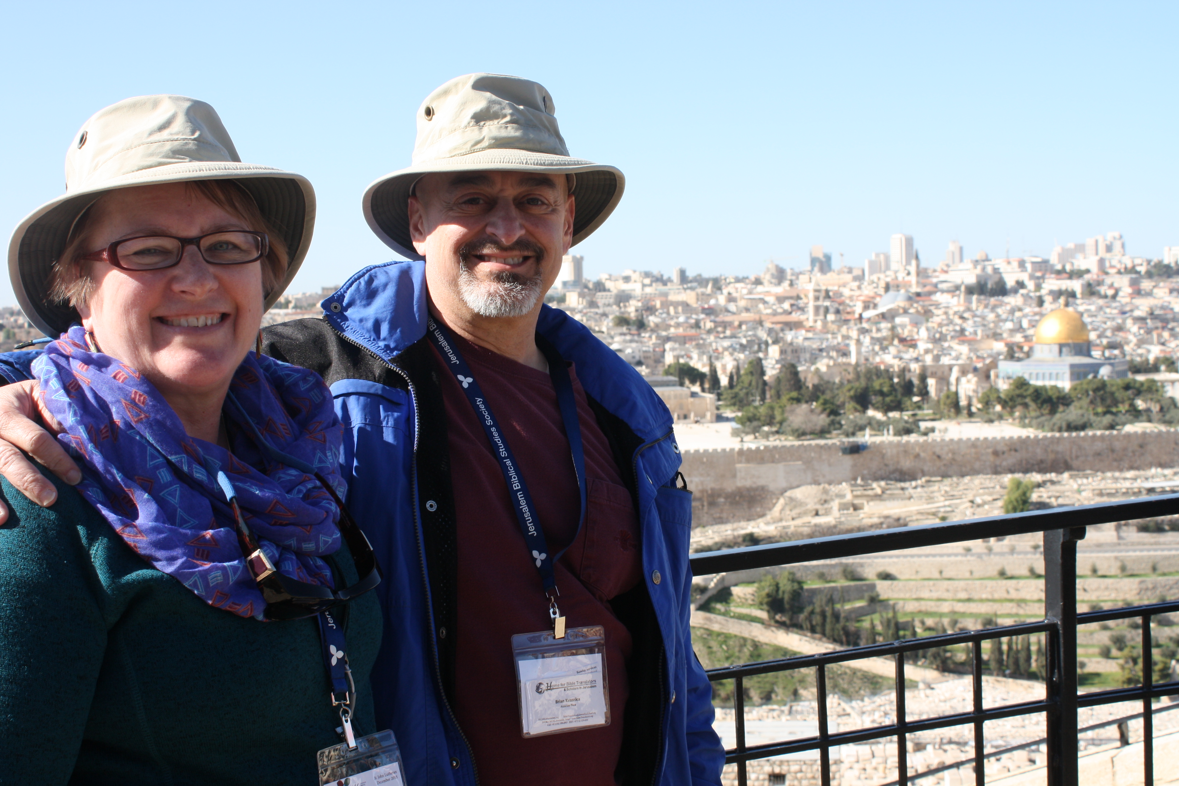 Jim and Helen overlooking Jerusalem during a trip to Israel.