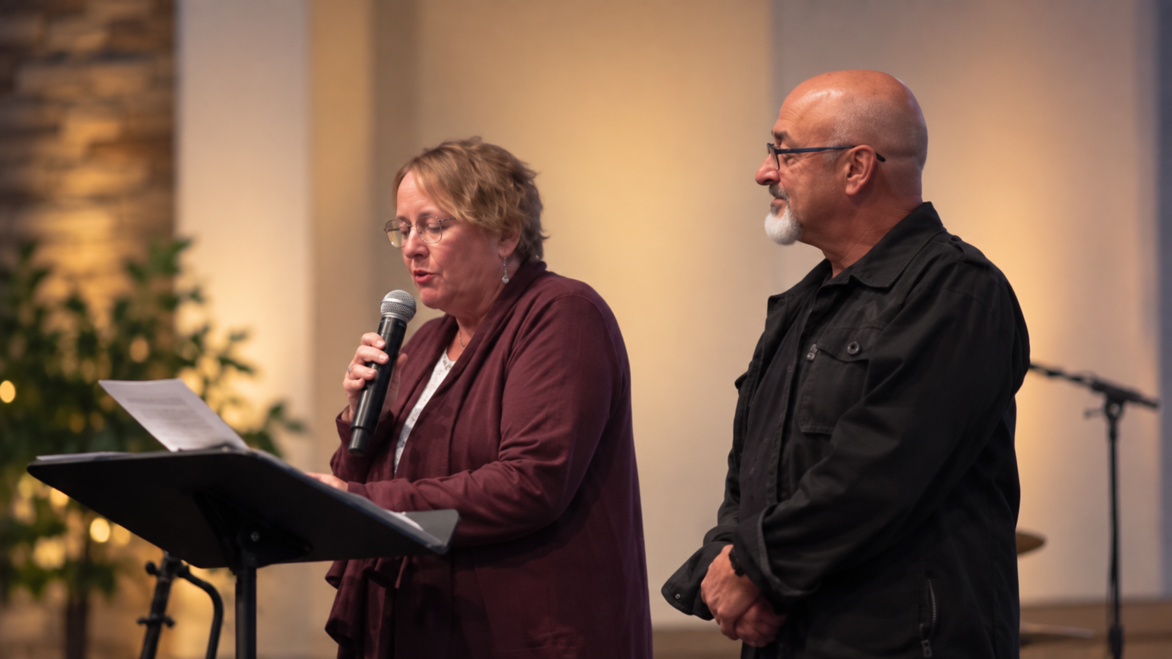 Helen and Jim giving their testimony.